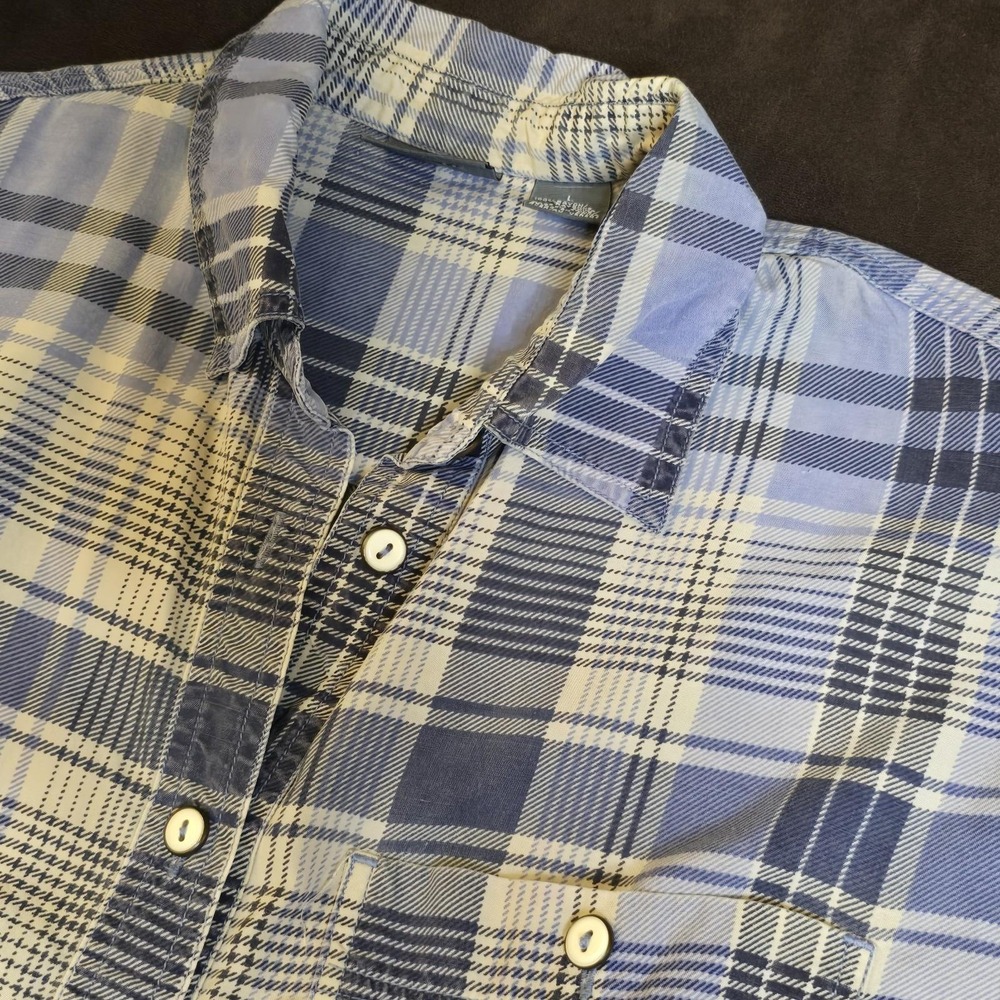 Vintage 90s Lizwear Liz Claiborne Plaid Button Down Shirt L Blue Cottage